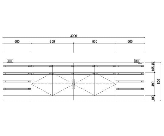 【特大】アズワン3-3851-03中央実験台木製ホワイトタイプ・ケコミ型３０００×１２００×８００【1台】(as1-3-3851-03)