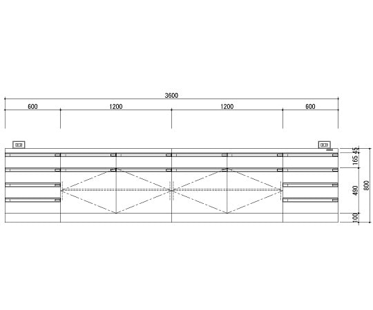【特大】アズワン3-3851-04中央実験台木製ホワイトタイプ・ケコミ型３６００×１２００×８００【1台】(as1-3-3851-04)