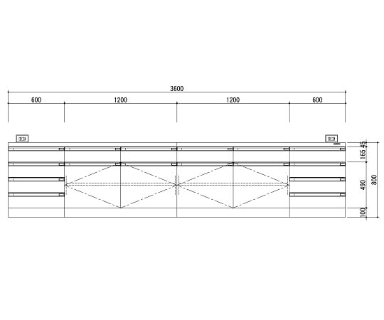 【特大】アズワン3-3852-04中央実験台木製ホワイトタイプ・ケコミ型３６００×１５００×８００【1台】(as1-3-3852-04)