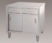 3-4023-03キャビネット作業台（SUS430・引出付・ステンレス扉仕様）1200×600×800【1台】(as1-3-4023-03)