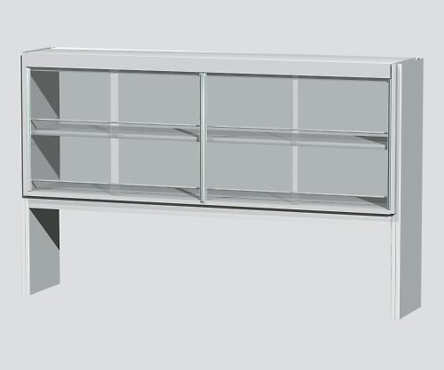 3-4155-02 サイド実験台用スチール試薬棚 ガラス扉付き・片面型 １４８０×２１６×１１００mm EST-1500G