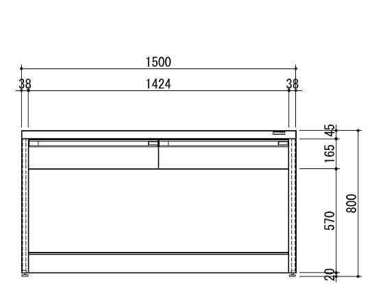 【特大】アズワン3-4194-03サイド実験台ホワイト天板・フレームタイプ１５００×７５０×８００【1台】(as1-3-4194-03)