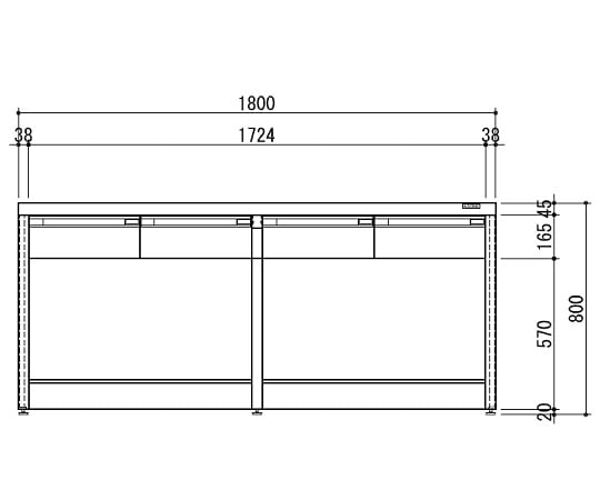 【特大】アズワン3-4194-04サイド実験台ホワイト天板・フレームタイプ１８００×７５０×８００【1台】(as1-3-4194-04)