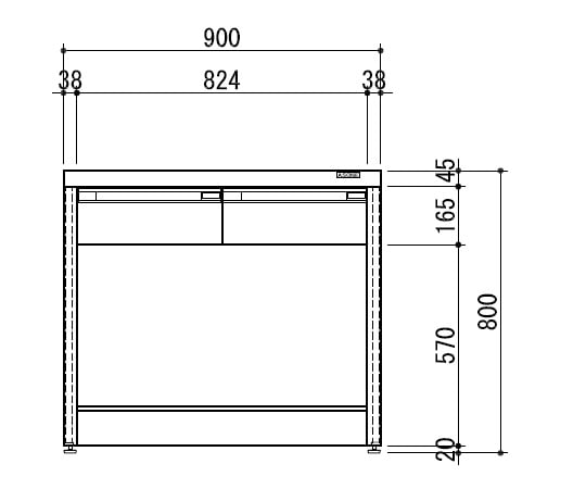 サイド実験台　ホワイト天板・フレームタイプ　900×900×800