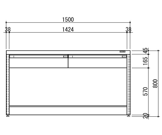 サイド実験台　ホワイト天板・フレームタイプ　1500×900×800
