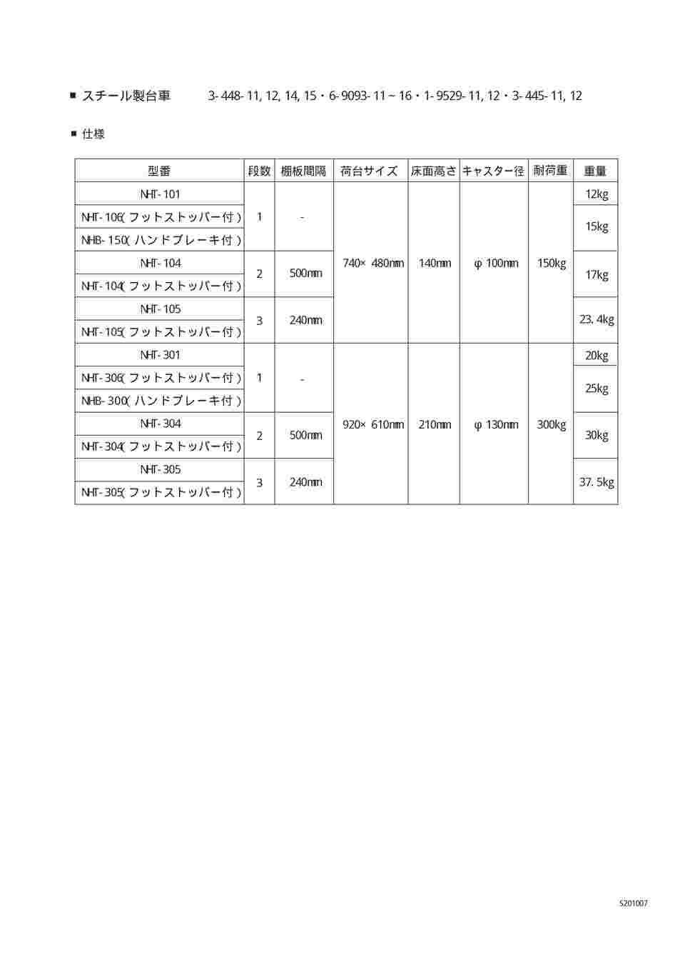 アズワン/AS ONE スチール製台車 NHT-101 品番：3-448-11 JAN