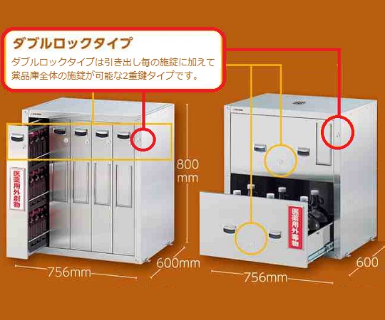 3-5018-42 セフティキャビネット 試薬瓶用 スタンダード ダブルロック