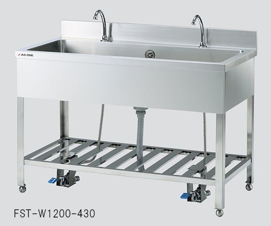 【送料定額】3-5292-01流し台(フットペダル式)FST-W1200-430水栓2個【1個】(as1-3-5292-01)