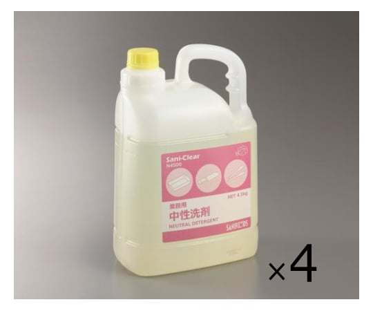 3-5374-12 業務用中性洗剤 Sani-Clear (サニクリア) 4.5kg×4本入 600mLボトル(空)付き N4500 4本セット