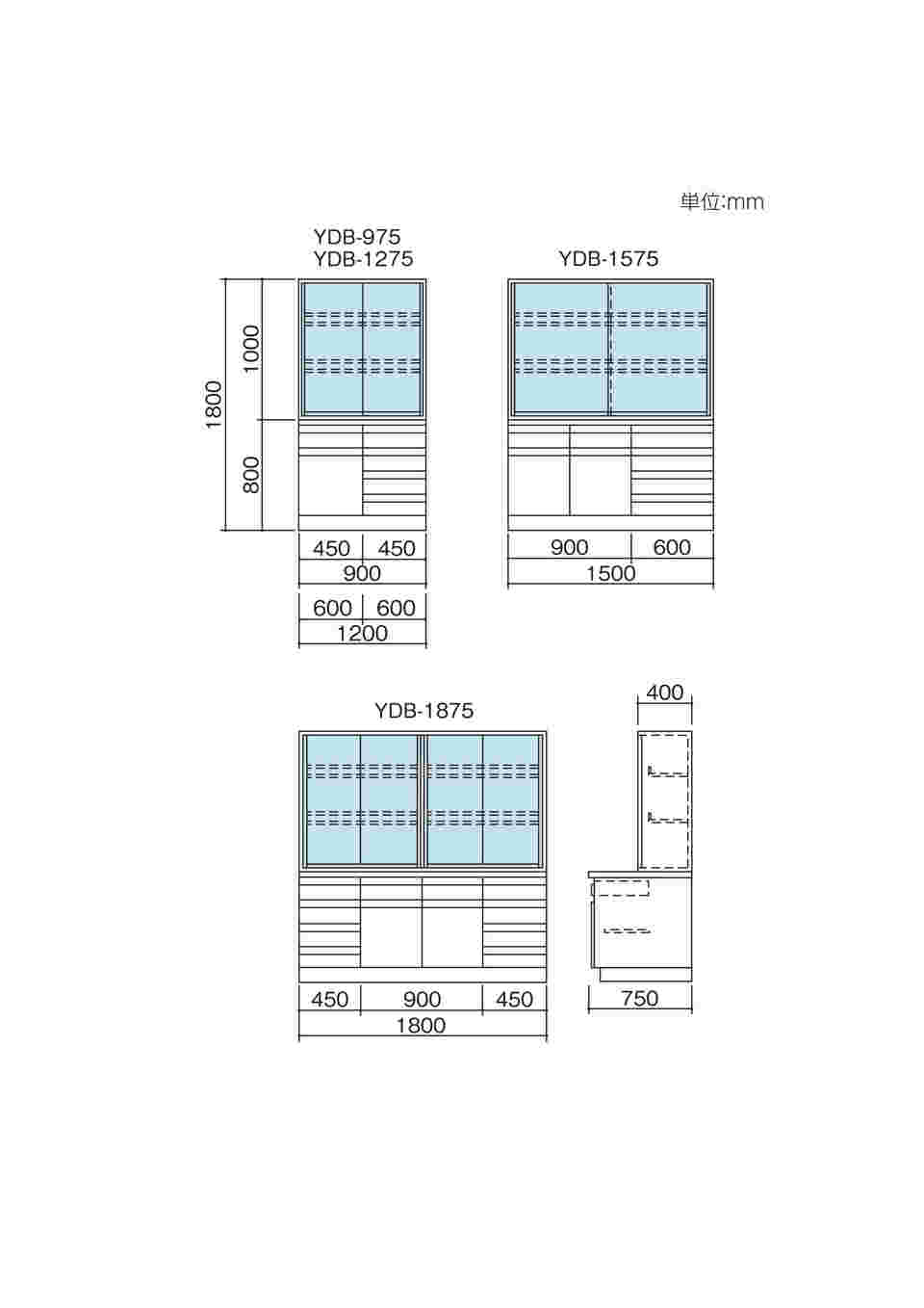 3-5767-12 薬品器具戸棚 1200×400/750×800/1800mm YDB-1275 【AXEL