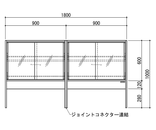 ［取扱停止］試薬棚（両面型）　ガラス戸付き　TEB-1800