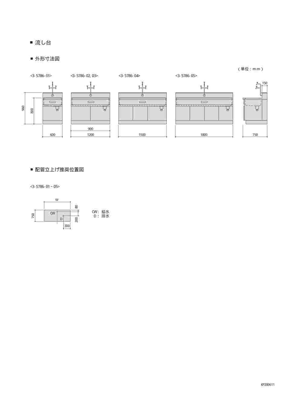 取扱を終了した商品です］流し台 DWB-1800 3-5786-05 【AXEL】 アズワン