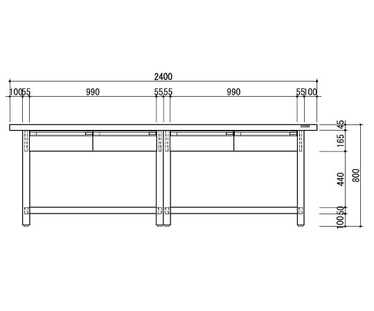 取扱を終了した商品です］作業台（片面引出し4つ付） 2400×750×800mm