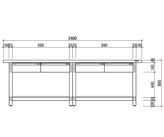 取扱を終了した商品です］作業台（下台、片面引出し4つ付） 2400×750