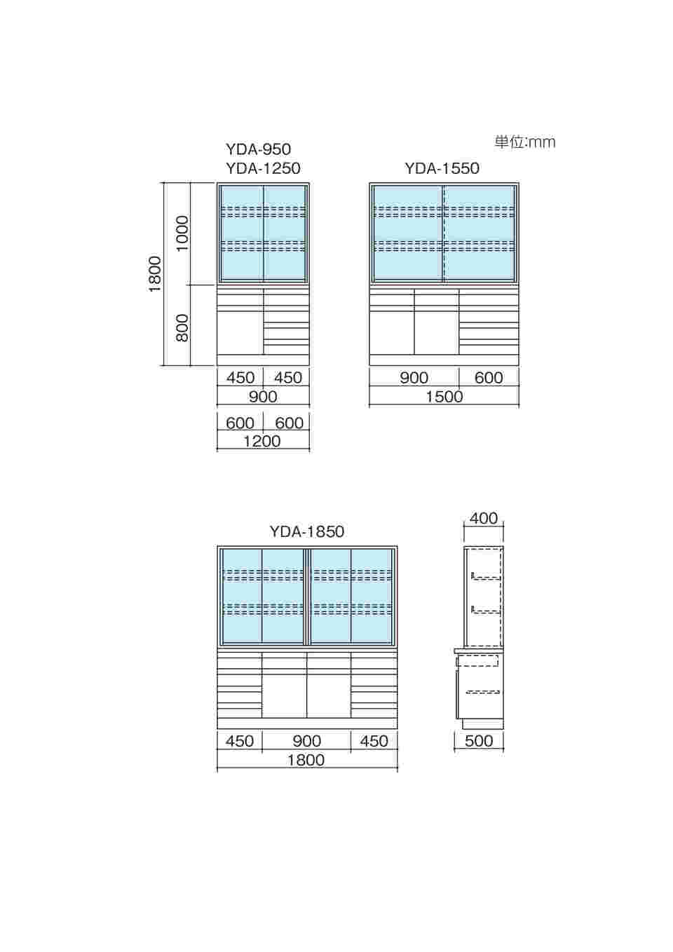 3-5842-13 薬品器具戸棚 1500×400/500×800/1800mm YDA-1550 【AXEL