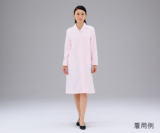 3-5934-02 女子コート型実習白衣 (シングル) 長袖 M ピンク CP-1303