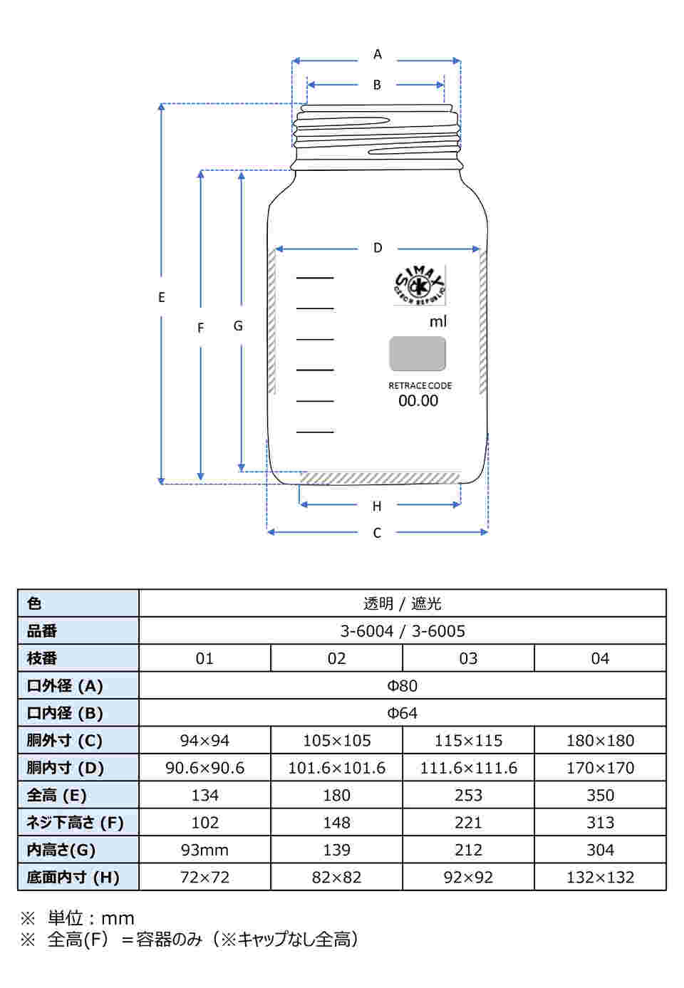 3-6004-02 広口メディウム瓶 透明 1000mL 2080M/1000 【AXEL】 アズワン