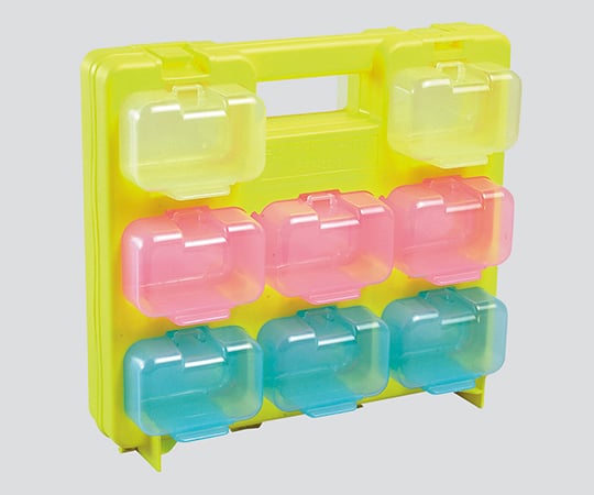 ジェフコム3-6123-05スケルトンパーツボックス(フレーム黄・小箱:ピンク×6個・青×6個・黄×4個)【1セット】(as1-3-6123-05)