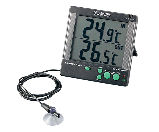 アラーム式大画面温度計　TRACEABLE　-50～+70℃　英語版校正証明書付 4142