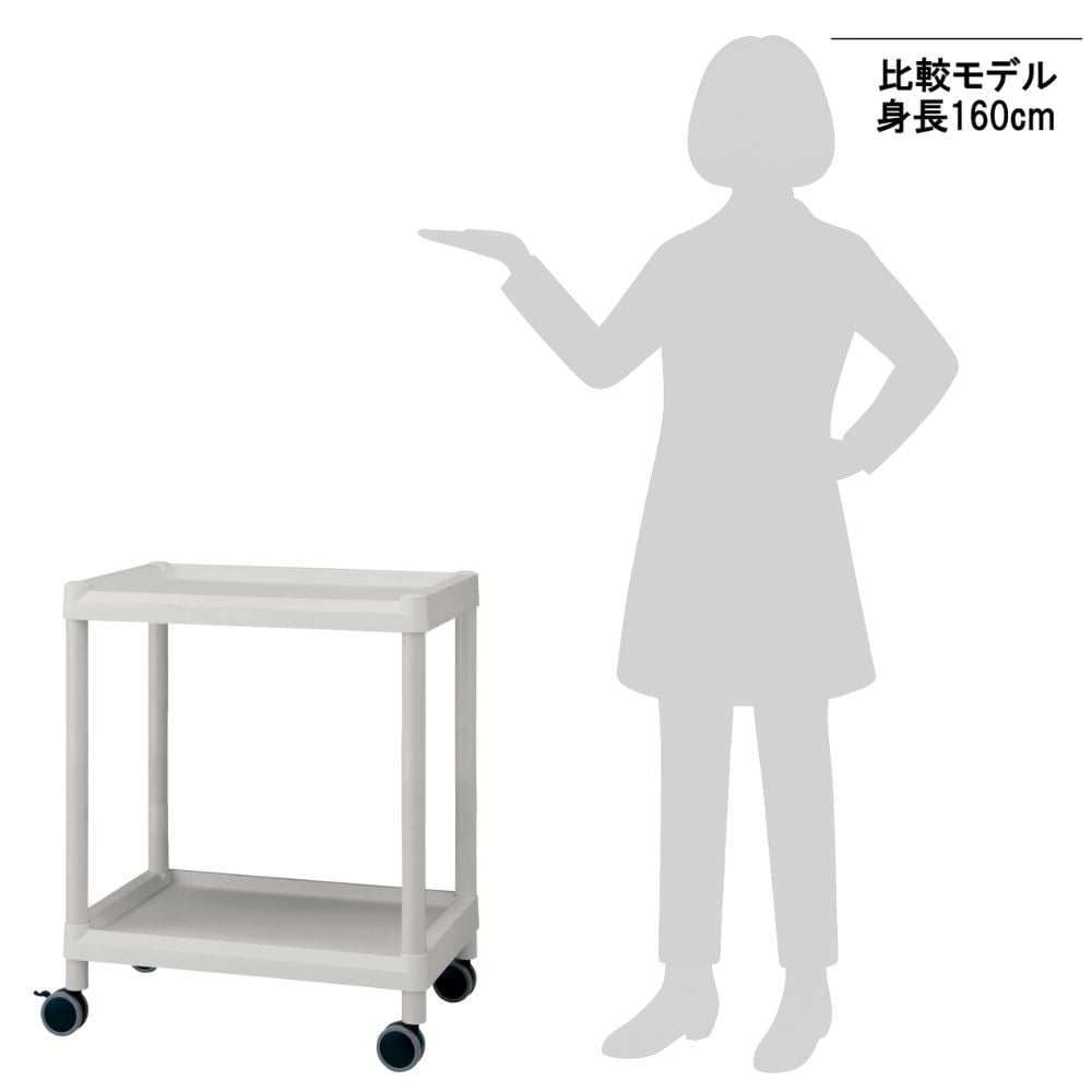 3-6495-02 モバイルイージーカート 2段 645×444×760 グレー ME21A