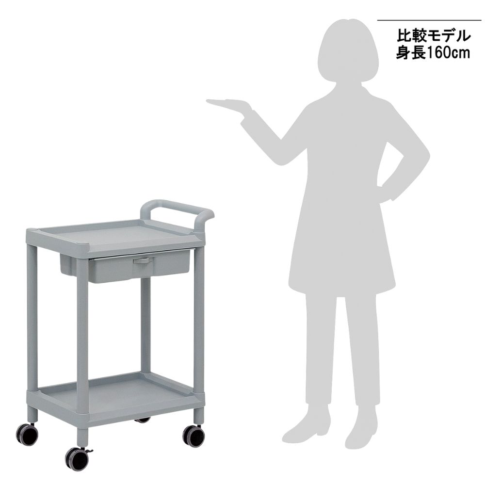 3-6497-01 モバイルストレージカート 2段 598×370×840mm（引出し