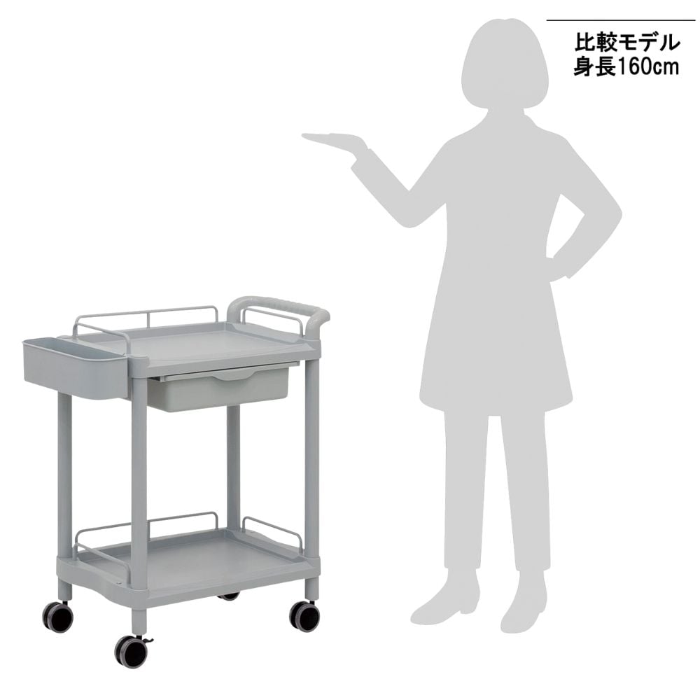 3-6499-01 モバイルポケットカート(引出し付き) 2段 650×410×838