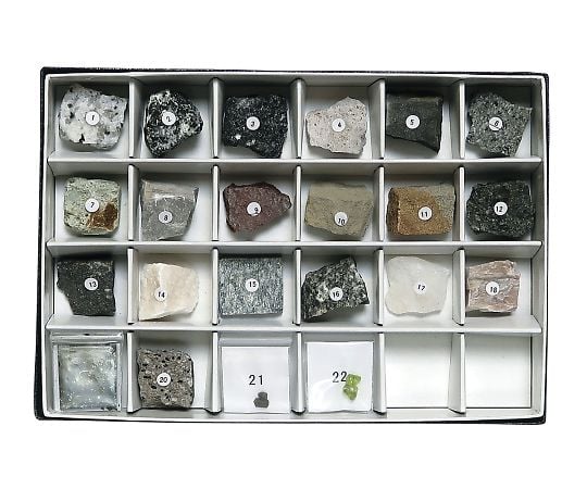 3-657-09 岩石標本（岩石・造岩鉱物標本22種）