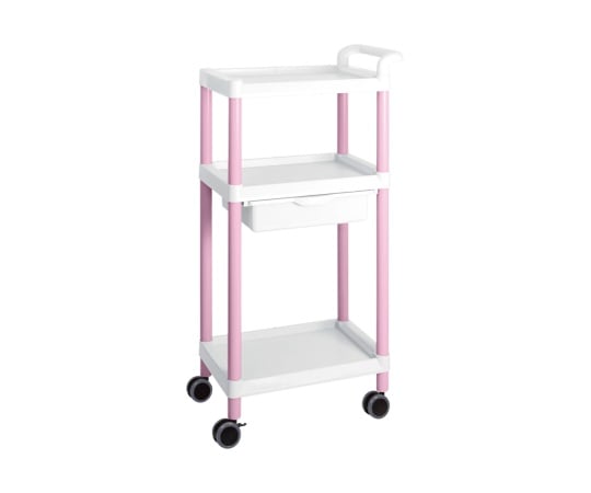 【組立】アズワン3-6642-02モバイルイージーカート（トールタイプ／レギュラー31）ピンク3段引出しあり【1個】(as1-3-6642-02)