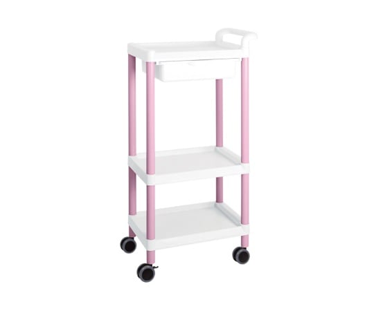 【組立】アズワン3-6642-04モバイルイージーカート（トールタイプ／レギュラー31）ピンク3段引出しあり【1個】(as1-3-6642-04)