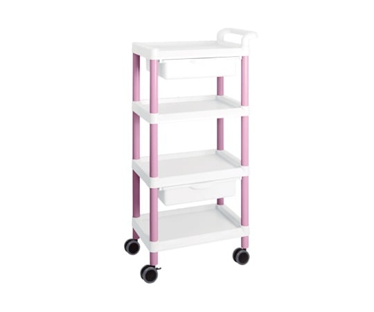 【組立】アズワン3-6642-06モバイルイージーカート（トールタイプ／レギュラー31）ピンク4段引出しあり【1個】(as1-3-6642-06)