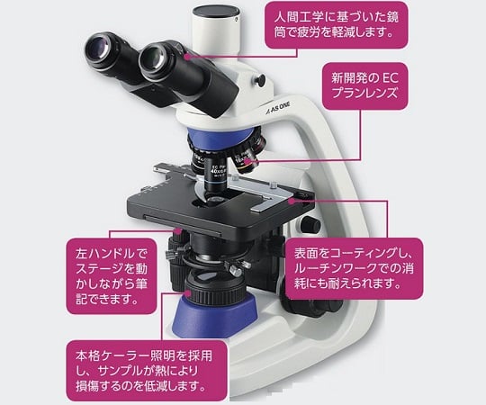 3-6692-02 ECプランレンズ生物顕微鏡 三眼 40～1000× MP38T