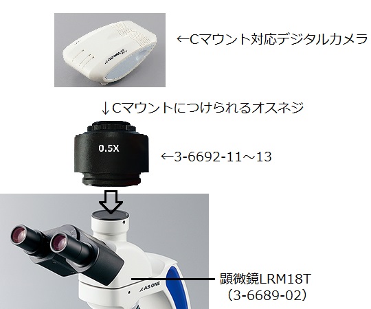 3-6692-13 ECプランレンズ生物顕微鏡用 Cマウントアダプタ レンズなし