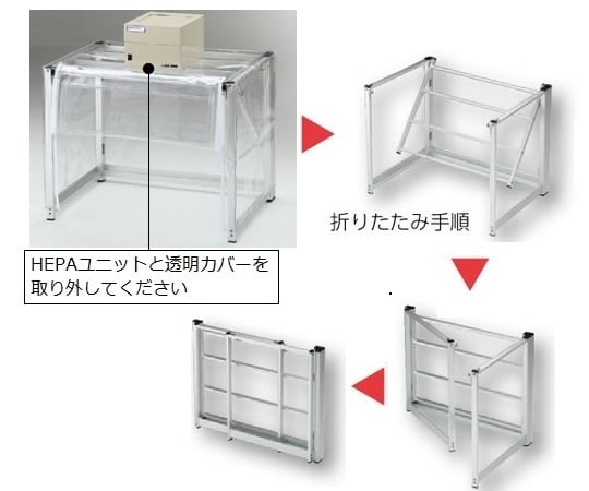 3-6789-02 折りたたみ粉体計量ドラフト ファンユニット2台付き 1000