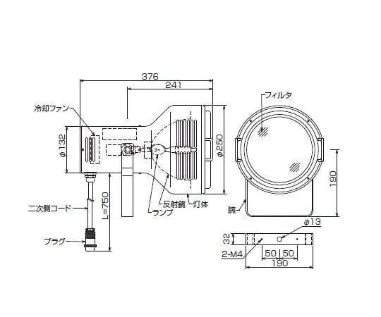 3-695-01 人工太陽照明灯 500Wシリーズ XC-500A