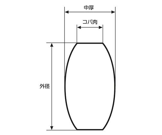 3-6965-57 両凸レンズ φ50mm 焦点距離:50mm バックフォーカス:44.1mm 材質:BK-7