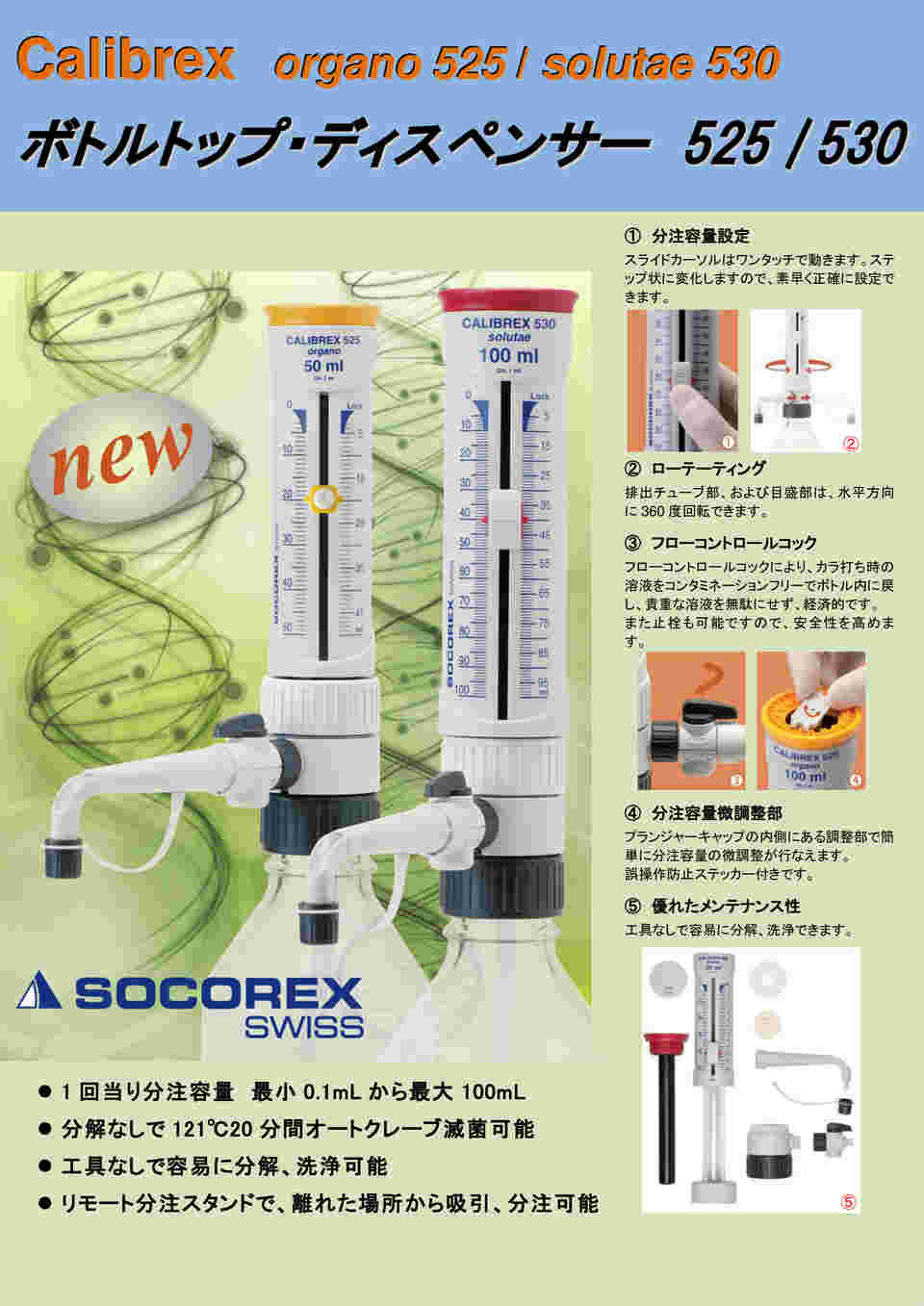 正規販売店】 キャリブレックスディスぺンサー Calibrex TM 530 FC 容量 1〜10mL