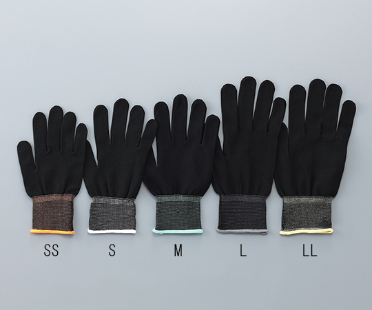 アズピュア（アズワン）3-7380-02　アズピュアインナー手袋ブラック　オーバーロック・ポリエステル製　L　10双入　