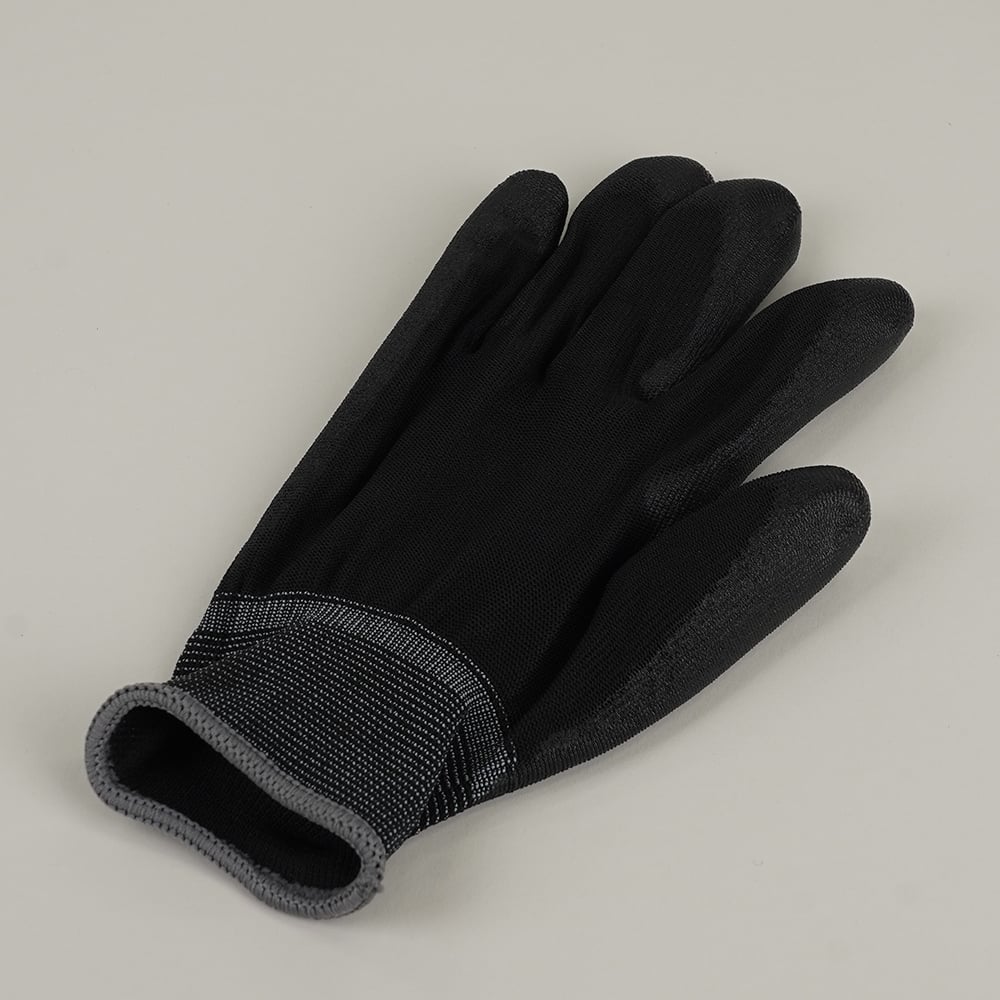 アズピュア黒色PU手袋　オーバーロック・ポリエステル製　手の平コート　L　10双入