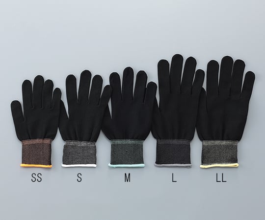 アズピュア（アズワン）3-7387-02　アズピュアインナー手袋ブラック(オーバーロック・ナイロン製)　L　10双入　