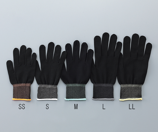 アズピュア（アズワン）3-7387-04　アズピュアインナー手袋ブラック(オーバーロック・ナイロン製)　S　10双入　