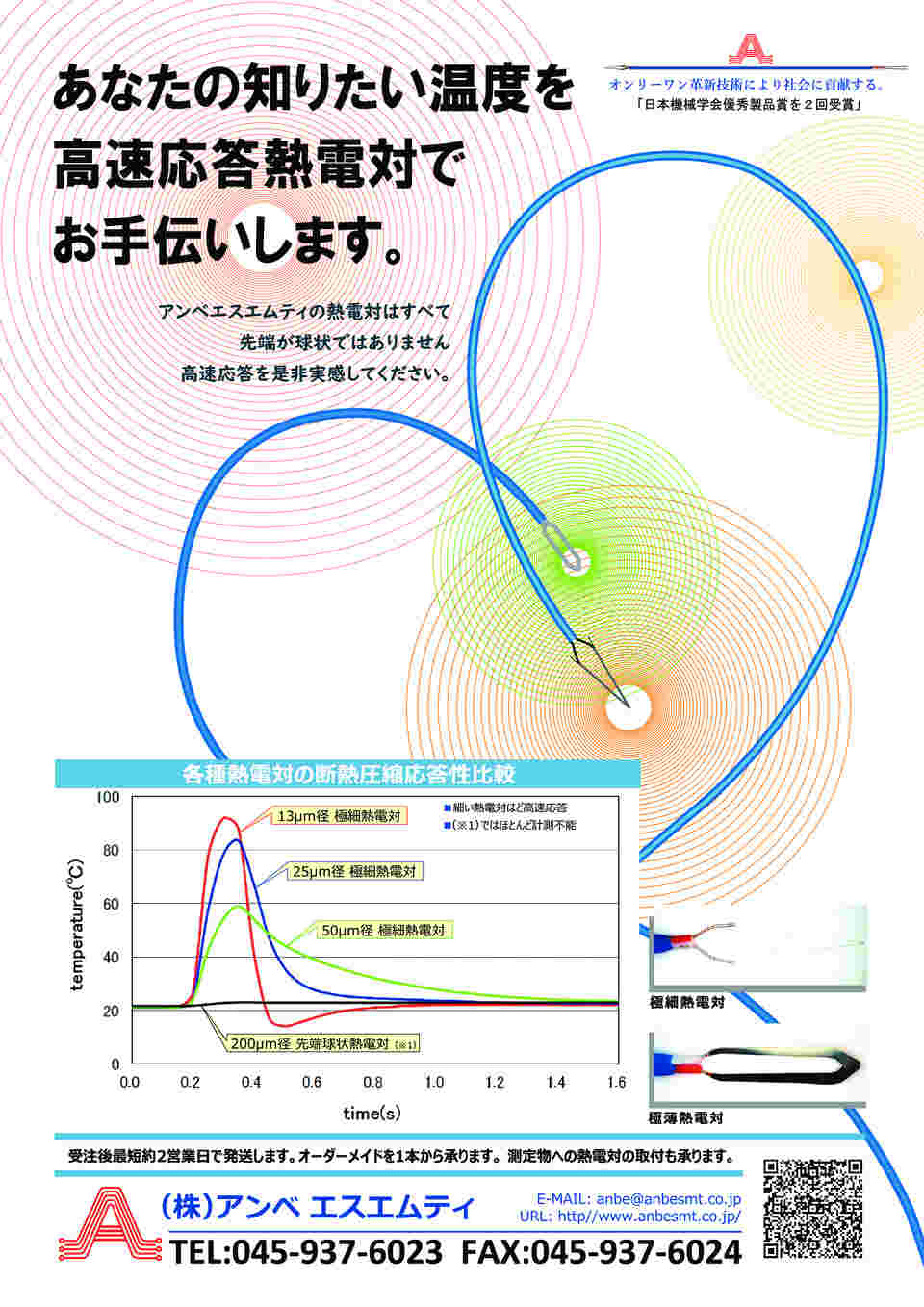 3-7520-03 極細熱電対 0.1mm KMG-100-100-200(Cオス) 【AXEL】 アズワン