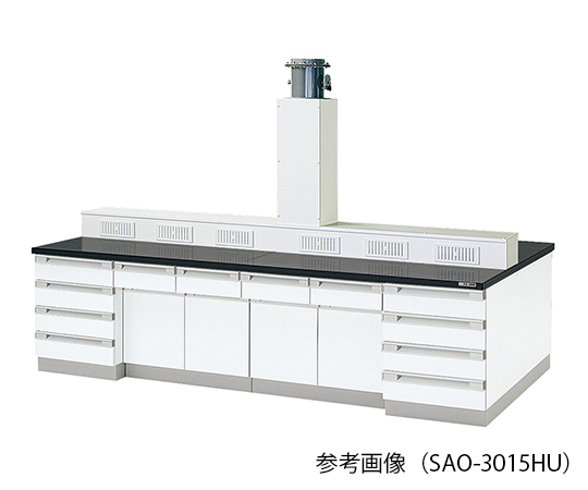 3-7763-04 中央実験台(木製タイプ・排気ユニット付き) 3600×1200