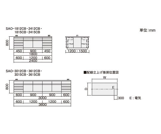 3-7767-01 中央実験台 (木製タイプ) 1800×1200×800 mm SAO-1812CB