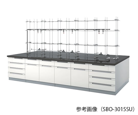 【大型商品※送料別途】アズワン3-7799-01　中央実験台（木製タイプ・有機合成用）ジャングル・給排水付 2400×1500×800/2000 mm　SBO-2415SU