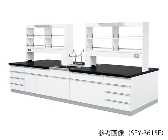 【大型商品※送料別途】アズワン3-7940-01　中央実験台 (木製タイプ) LED照明付 2400×1200×800/1870 mm　SFY-2412E