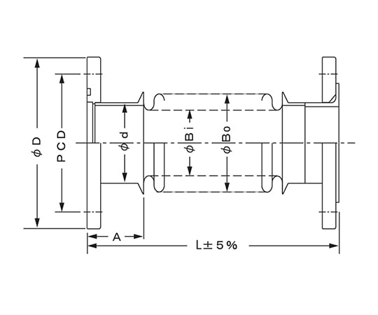 3-8092-02 真空用フレキシブルチューブ （JISフランジ） VFP3025×1000