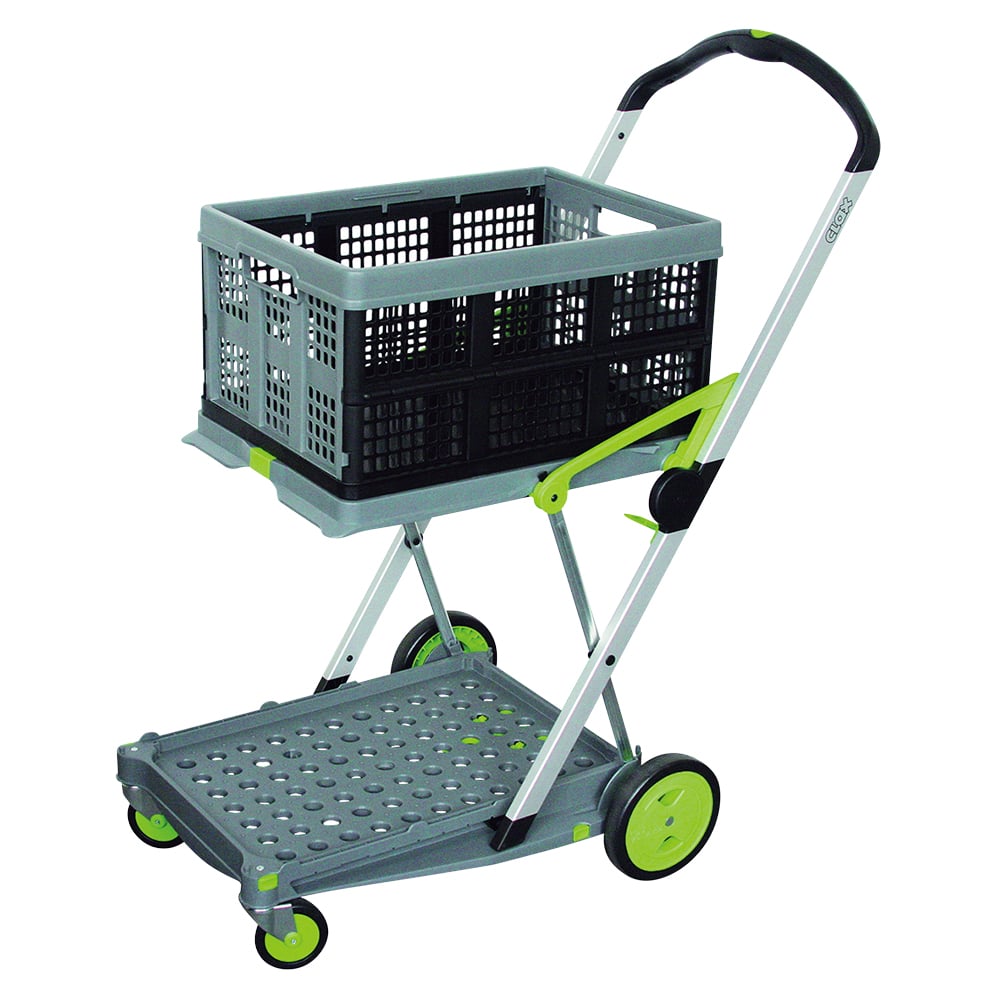 3-8191-01 折り畳みコンテナ付き2段台車（Clax Mobil Trolley） 0040002 【AXEL】 アズワン