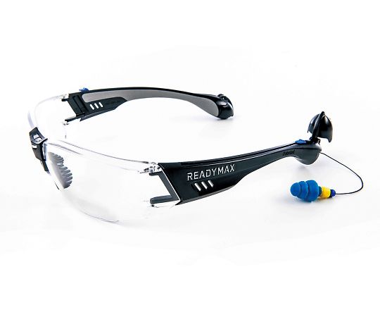 3-8989-01 イヤープラグ内蔵型保護眼鏡（サイドガード） クリアー GLCNB-CL