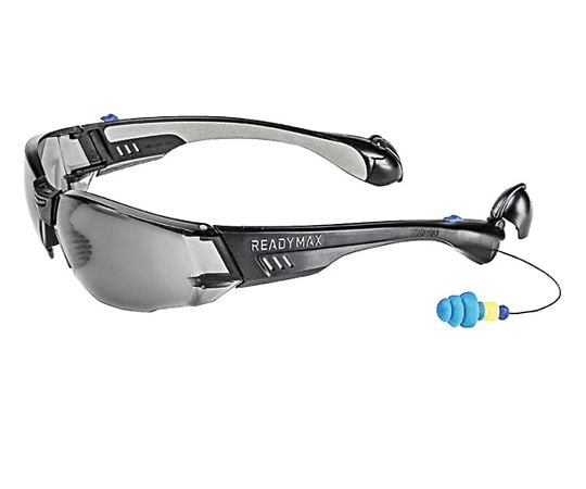 3-8989-02 イヤープラグ内蔵型保護眼鏡（サイドガード） グレー GLCNB-GR