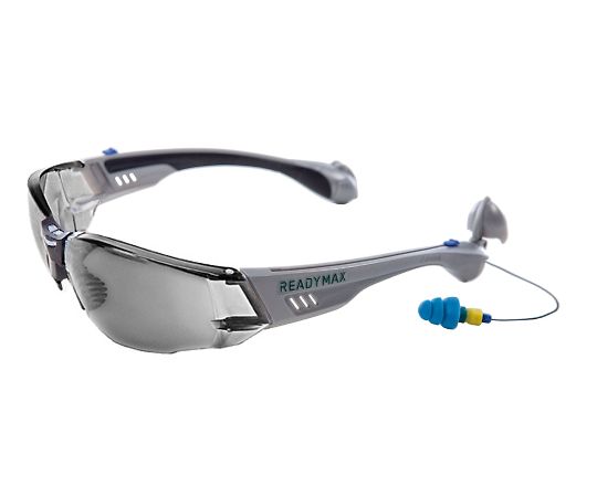 3-8989-04 イヤープラグ内蔵型保護眼鏡（サイドガード） グレー GLCNS-GR